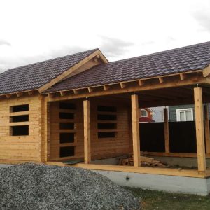 Баня 6x6 с верандой 6x6, профилированный брус 150x150 из кедра