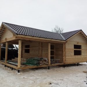 Баня с террасой 6х10 из профилированного бруса 150х150