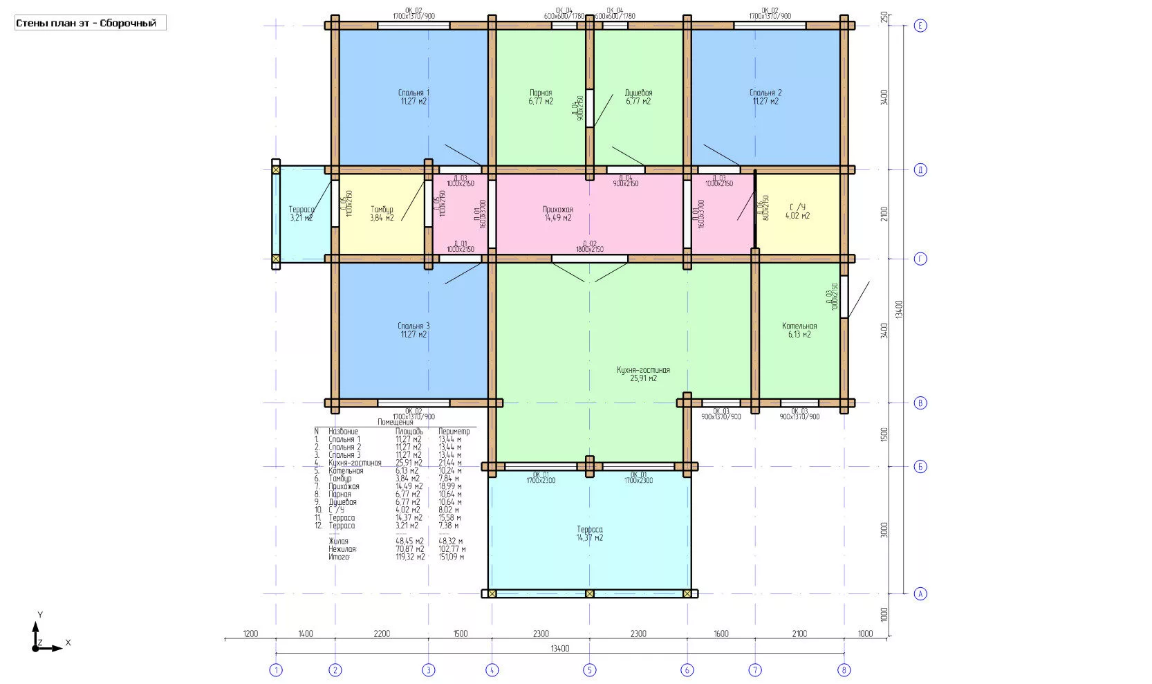 Дом с баней 9х12 из профилированного бруса 200х150 — изображение 3